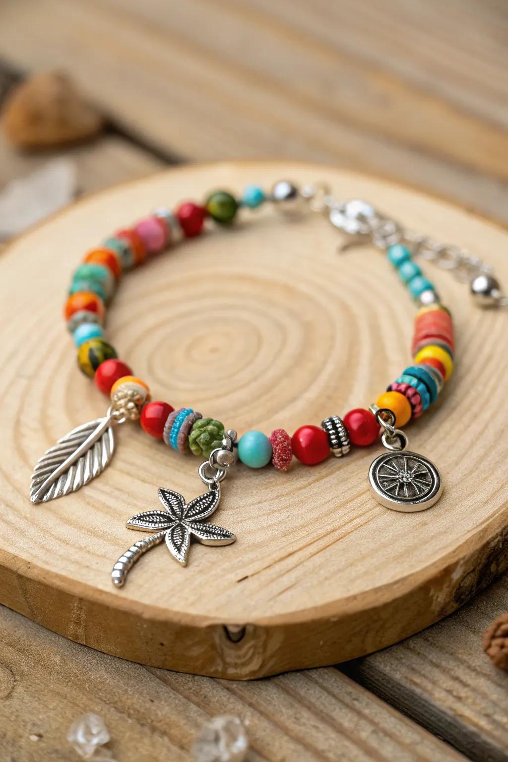 A beaded bracelet that holds personal significance and style.