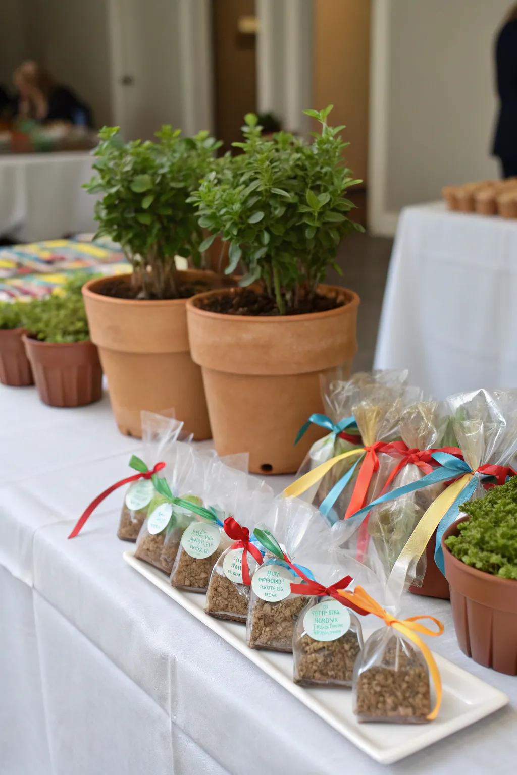 Thoughtful handmade party favors for guests to take home.