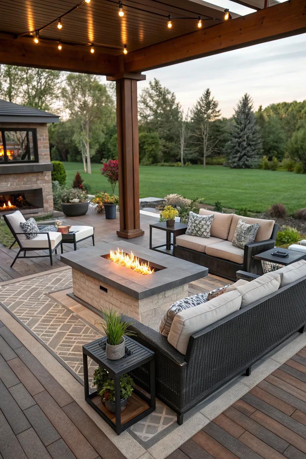 Switch between dining and warmth with a convertible fire table.