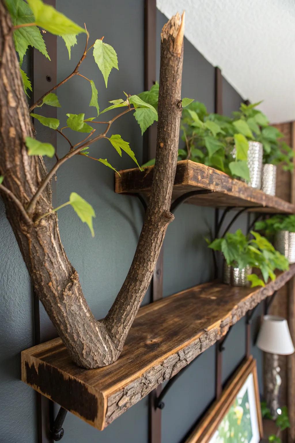 Bring nature indoors with these stunning tree branch shelf brackets, perfect for the craft-loving home decorator.