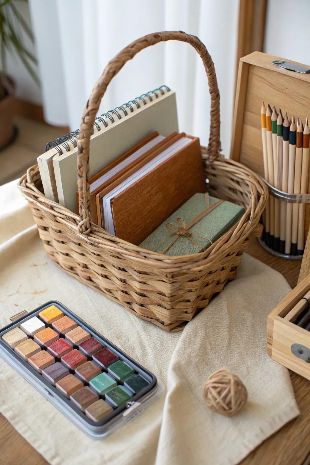 Unleash your creativity with this artist's dream basket—perfect for those who cherish simplicity and craftsmanship.