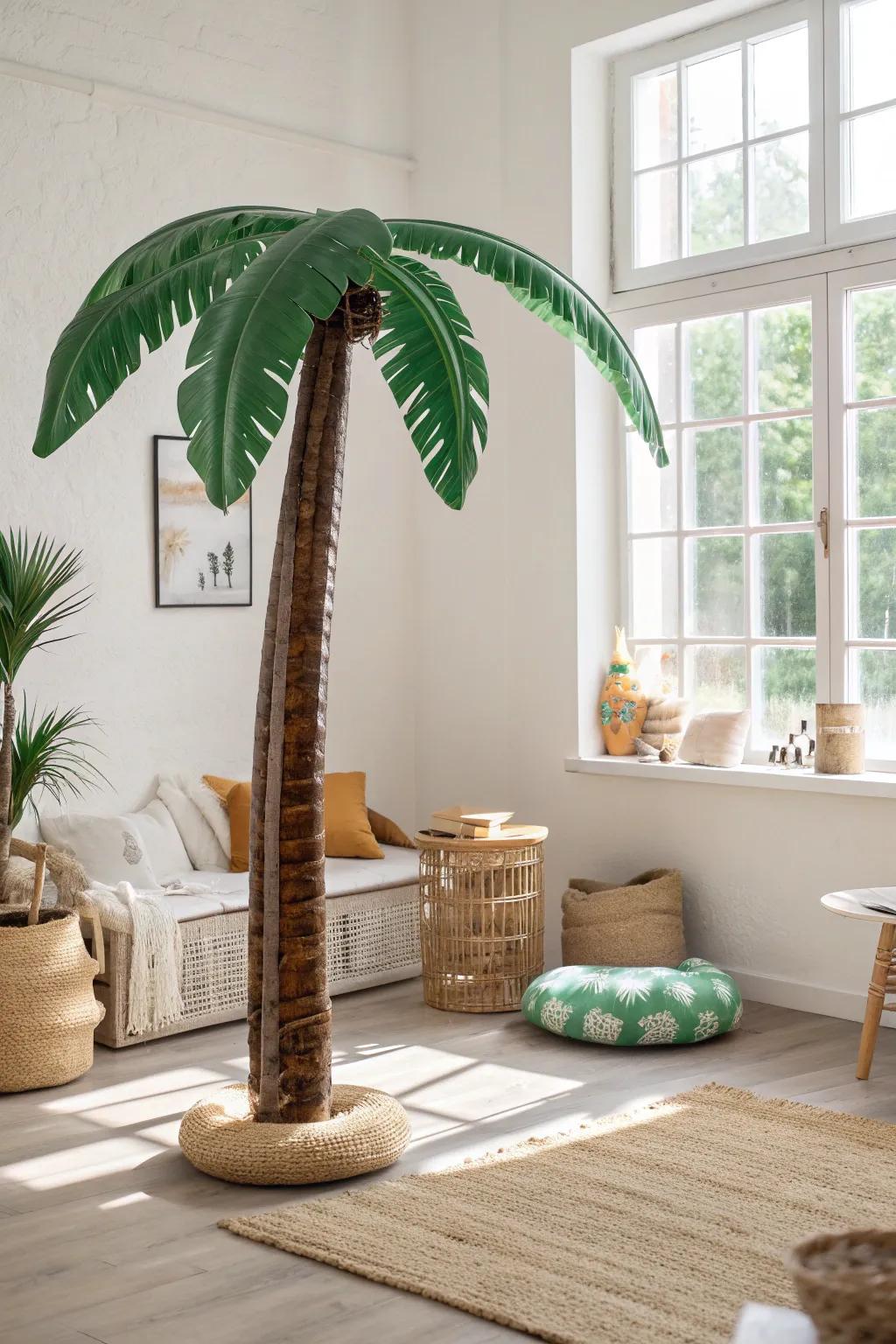 Bring the tropics home with this charming inflatable palm tree—your instant ticket to a Hawaiian paradise!