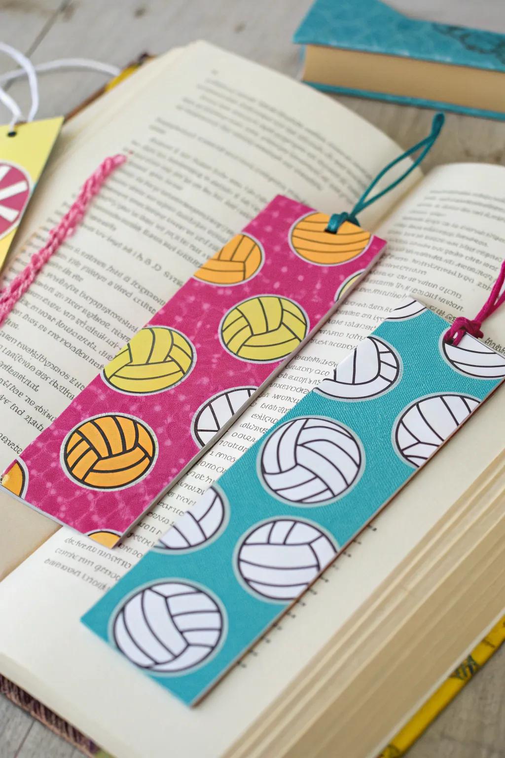 Mark your pages with personalized volleyball bookmarks.