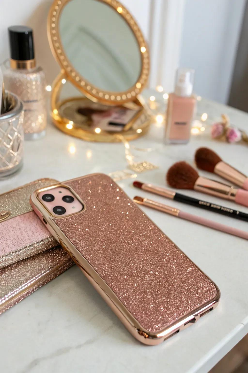 Add a touch of glamour with a glittery phone case.