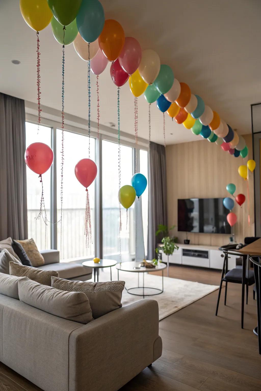 A balloon curtain adds a playful and dynamic element to your decor.