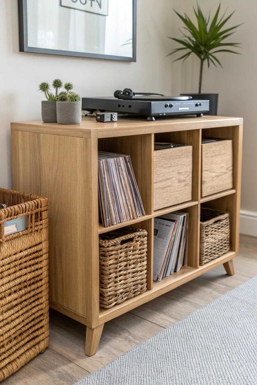 Elevate your vinyl collection with bespoke minimalist storage that seamlessly blends style and function.