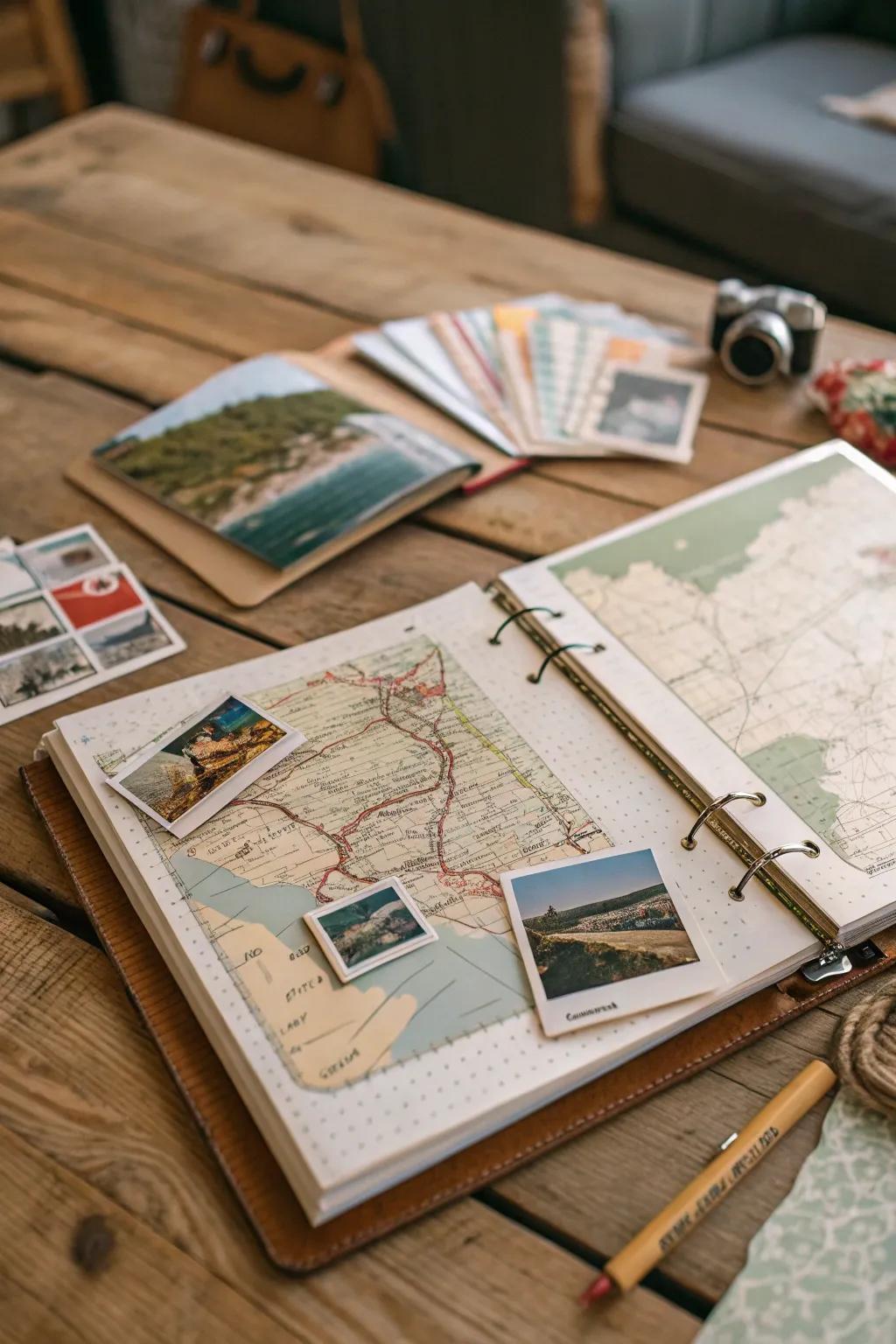 An adventure scrapbook for travel memories.