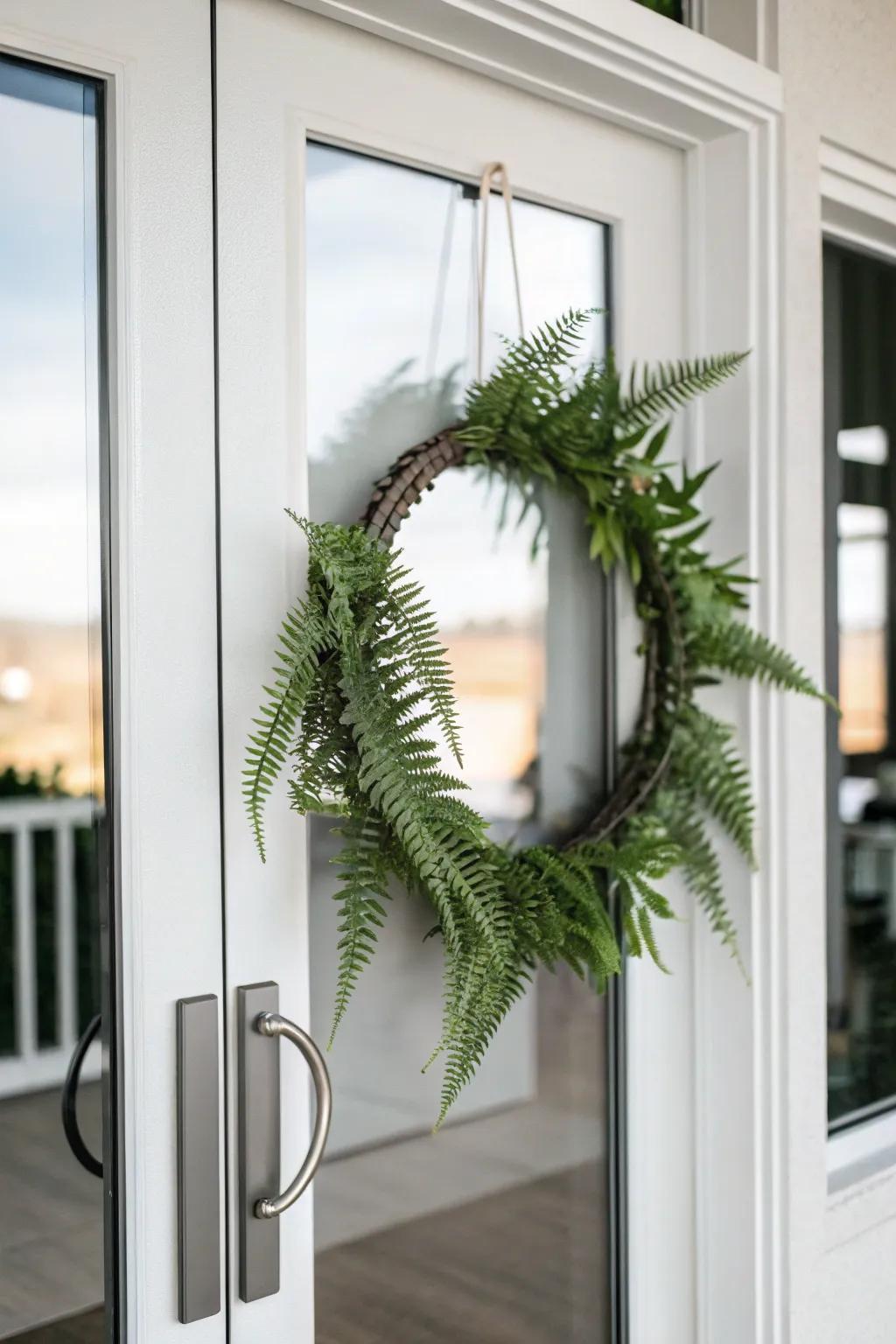 Embrace simplicity with a lush faux fern wreath.