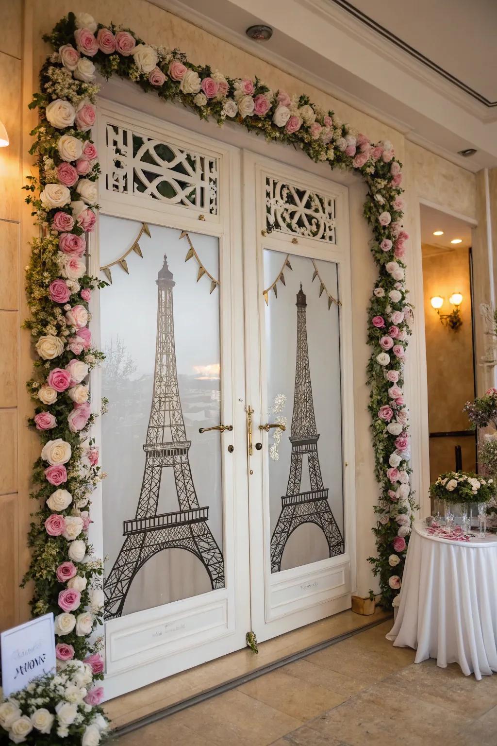 An elegant Parisian chic themed door.