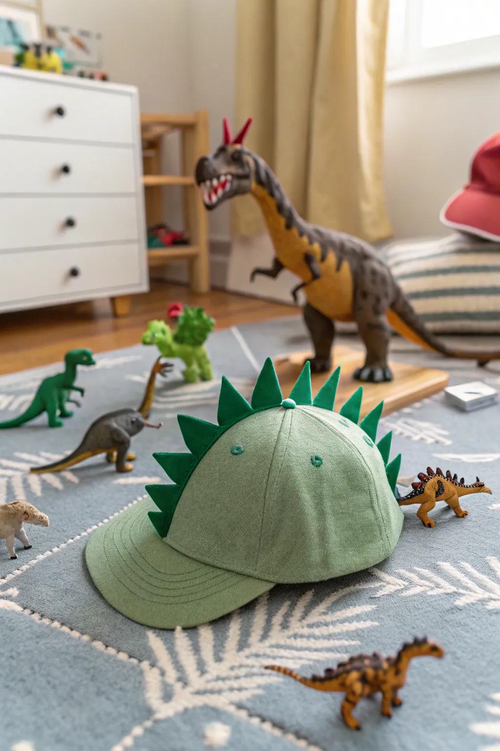 Roar into the parade with a dino delight hat.