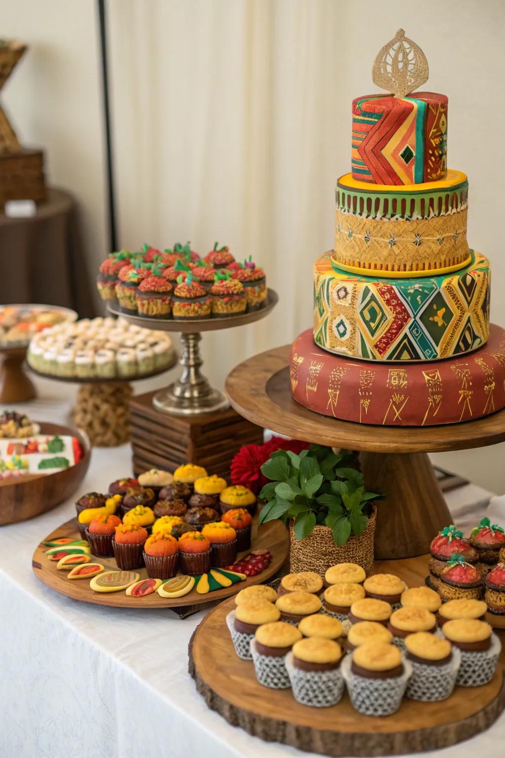 An African-inspired dessert table offers a sweet ending to your party.