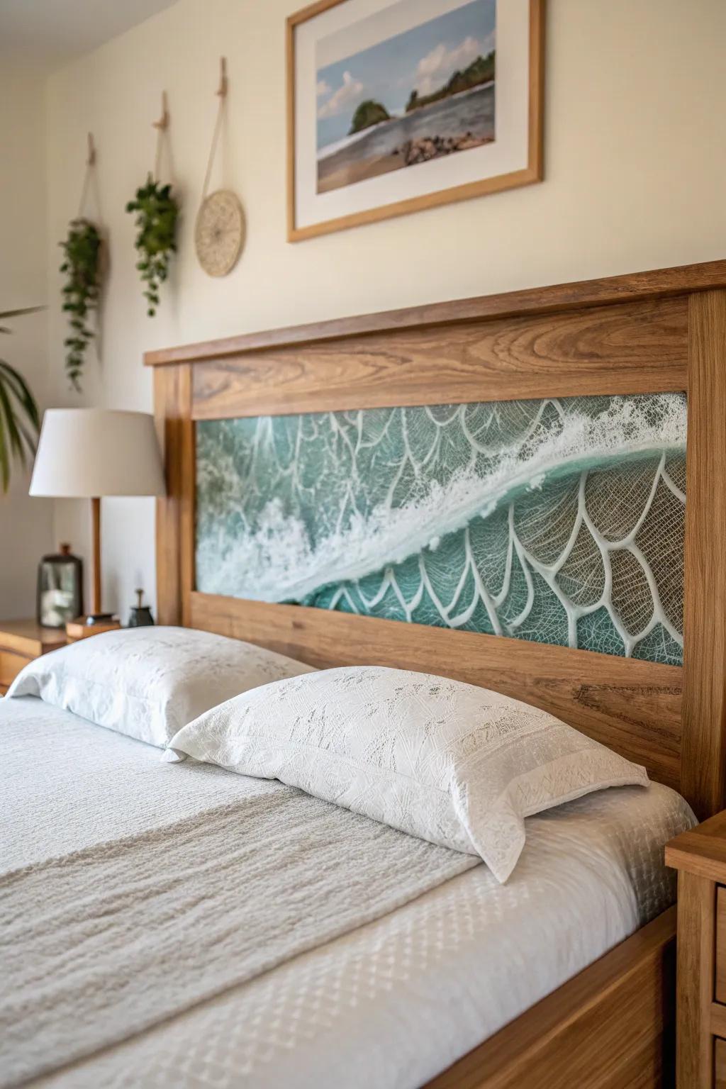 Epoxy inlay headboard, turning your bed into a masterpiece.