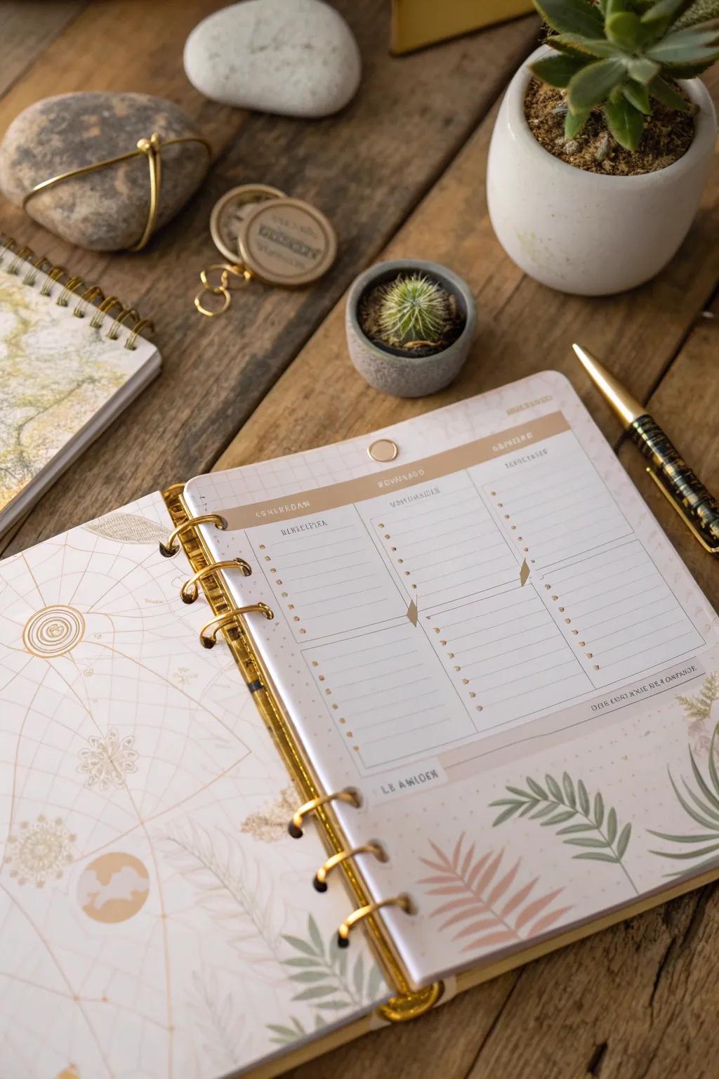 Organize your adventures in style with this elegant travel itinerary planner.