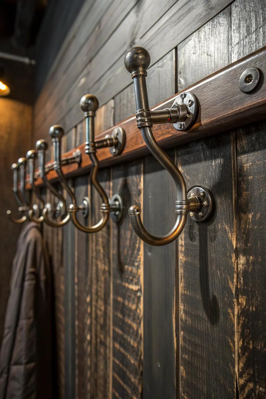 Elevate your entryway with industrial charm: Transform exposed conduits into a bold, handcrafted coatrack.