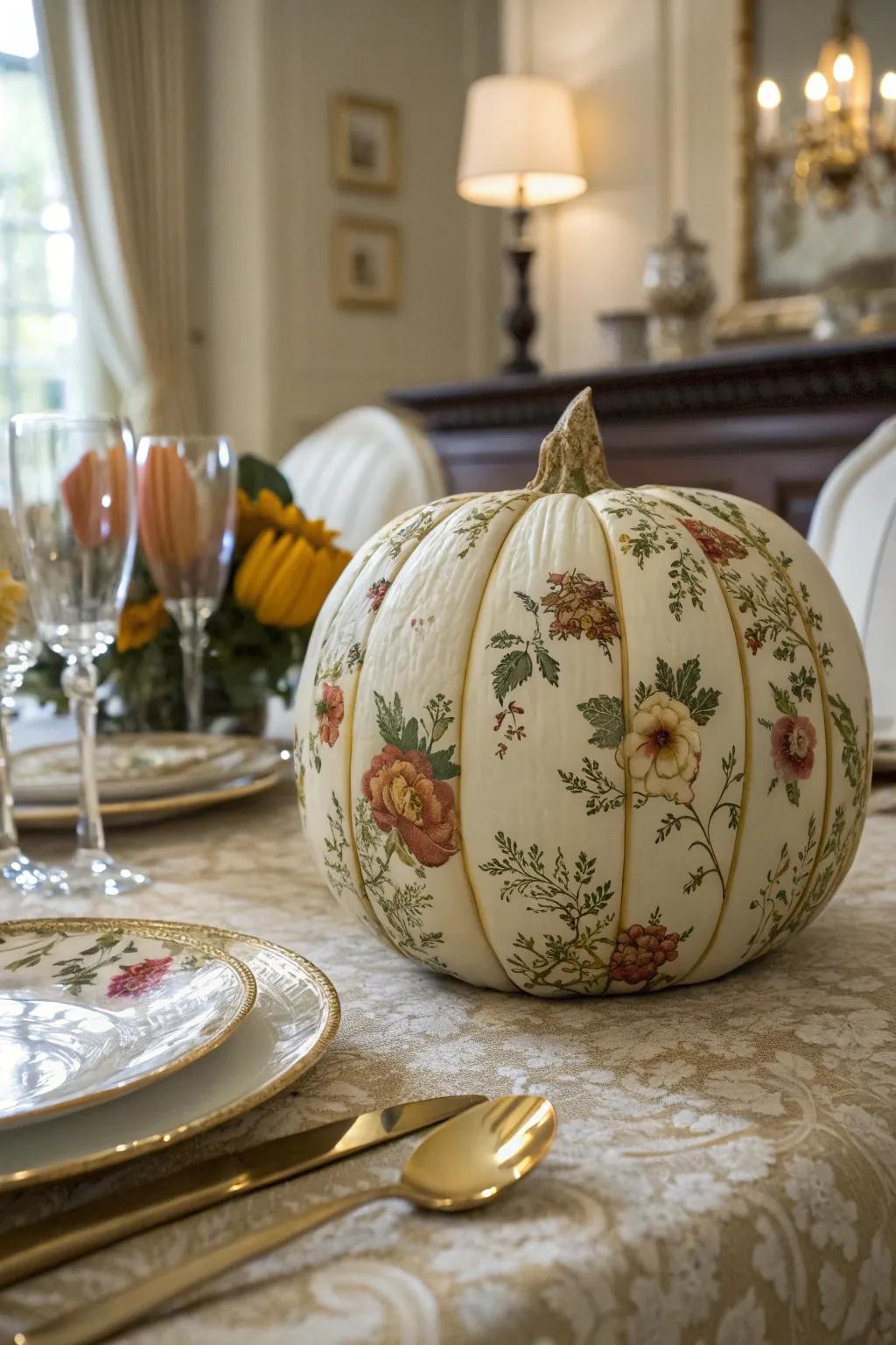 Decoupage brings intricate patterns and designs to your pumpkin decor.