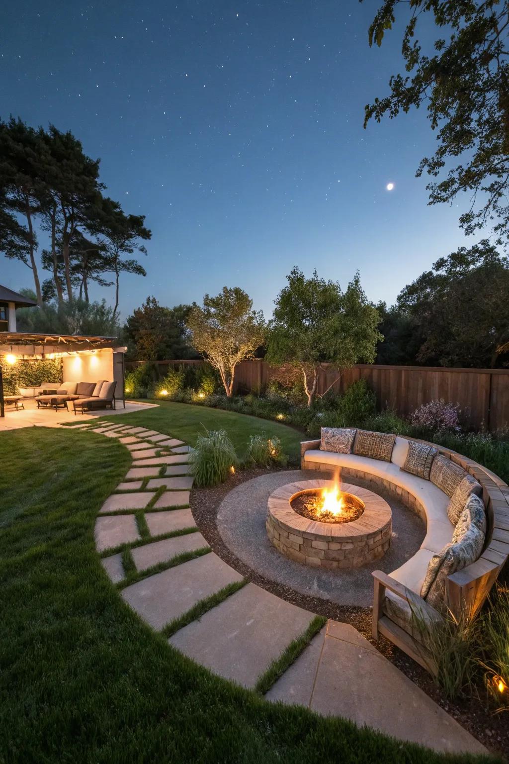 A circular design enhances the intimacy of your fire pit area.