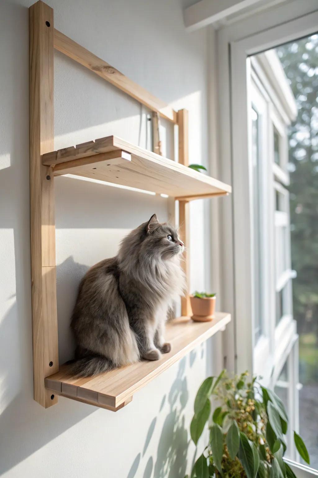 Elevate your pet's world with minimalist charm: a perfect perch for curious cats.