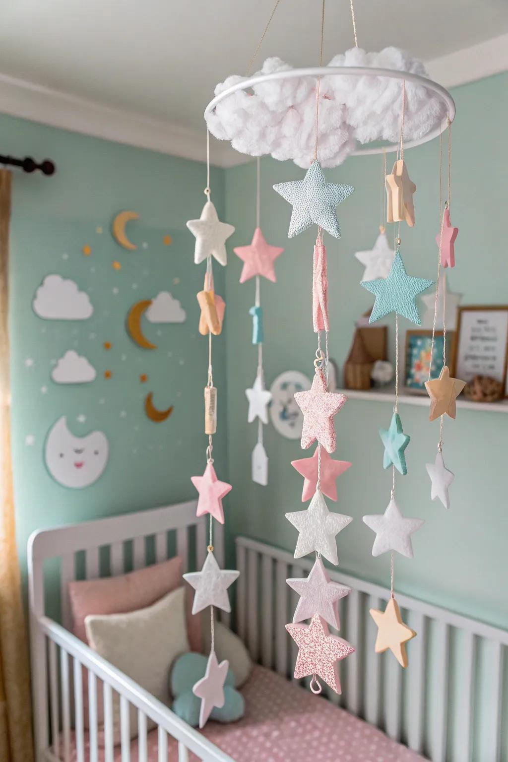 A soothing foam paper mobile inspiring sweet dreams.