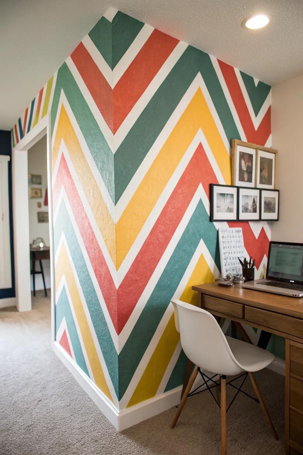 Funky chevron stripes bring energy and style.