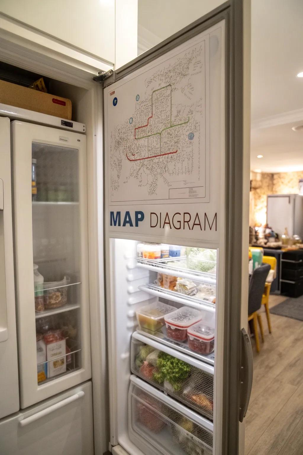 A freezer map can simplify finding items in larger freezers.