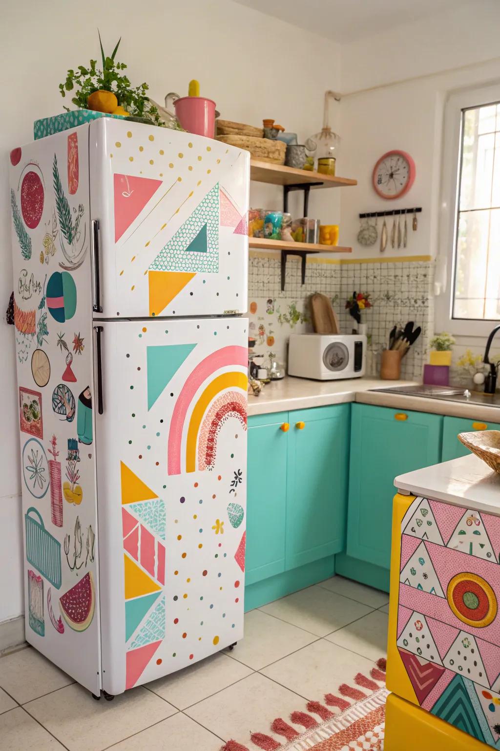 Whimsical pattern wraps add a playful and fun touch to your kitchen.