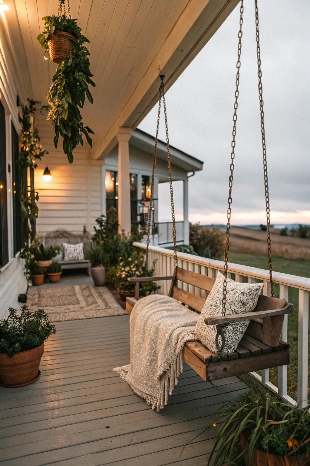 Built-in benches provide extra seating and storage.