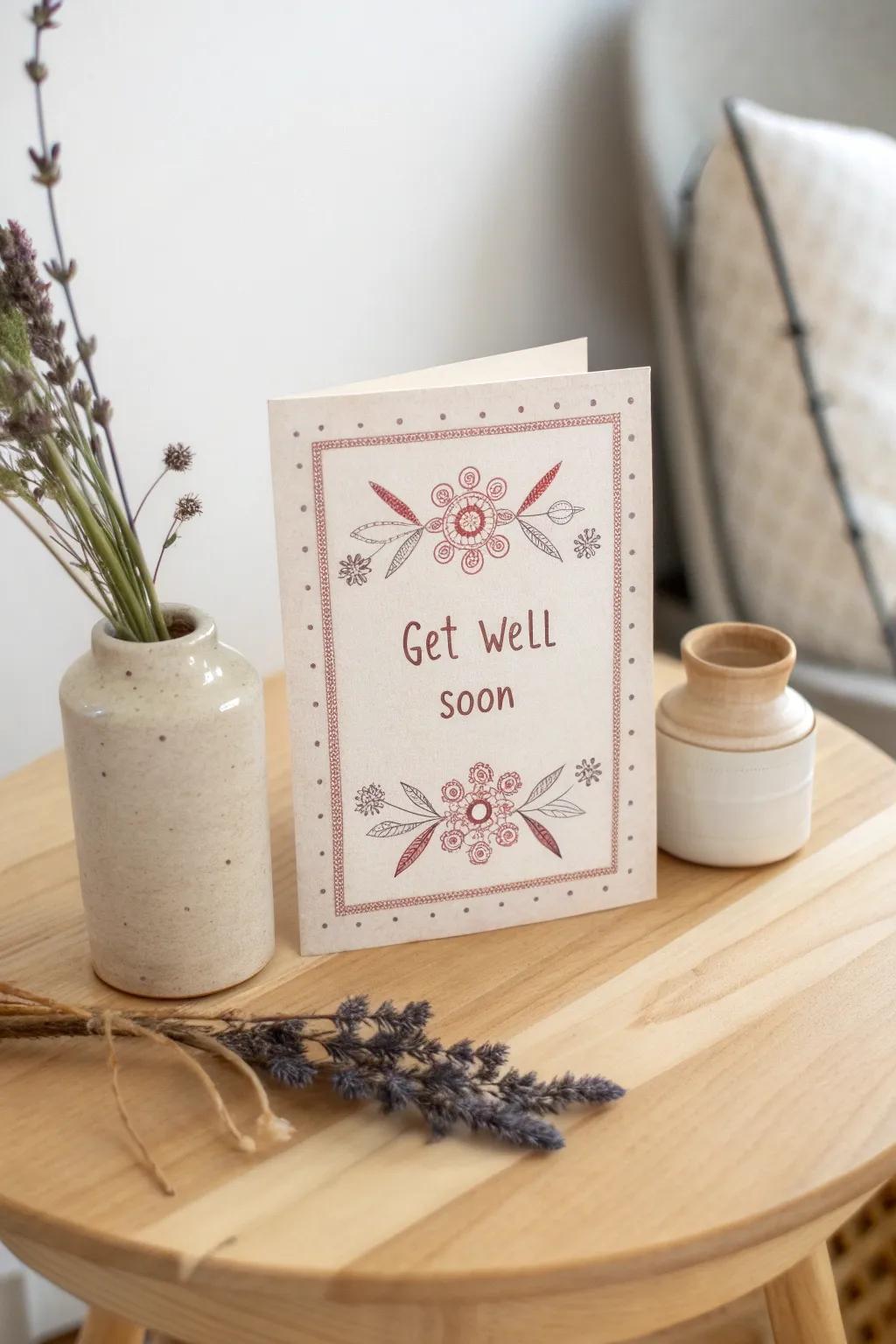 Stitched with Love: A heartfelt get well soon card, crafted with care and simplicity for Grandma.