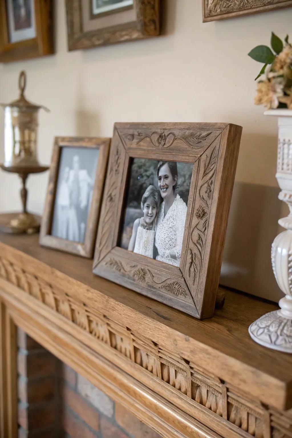 A rustic photo frame that beautifully showcases cherished memories.