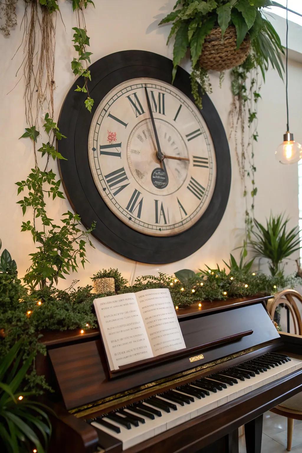 Time flies with a vintage record wall clock.