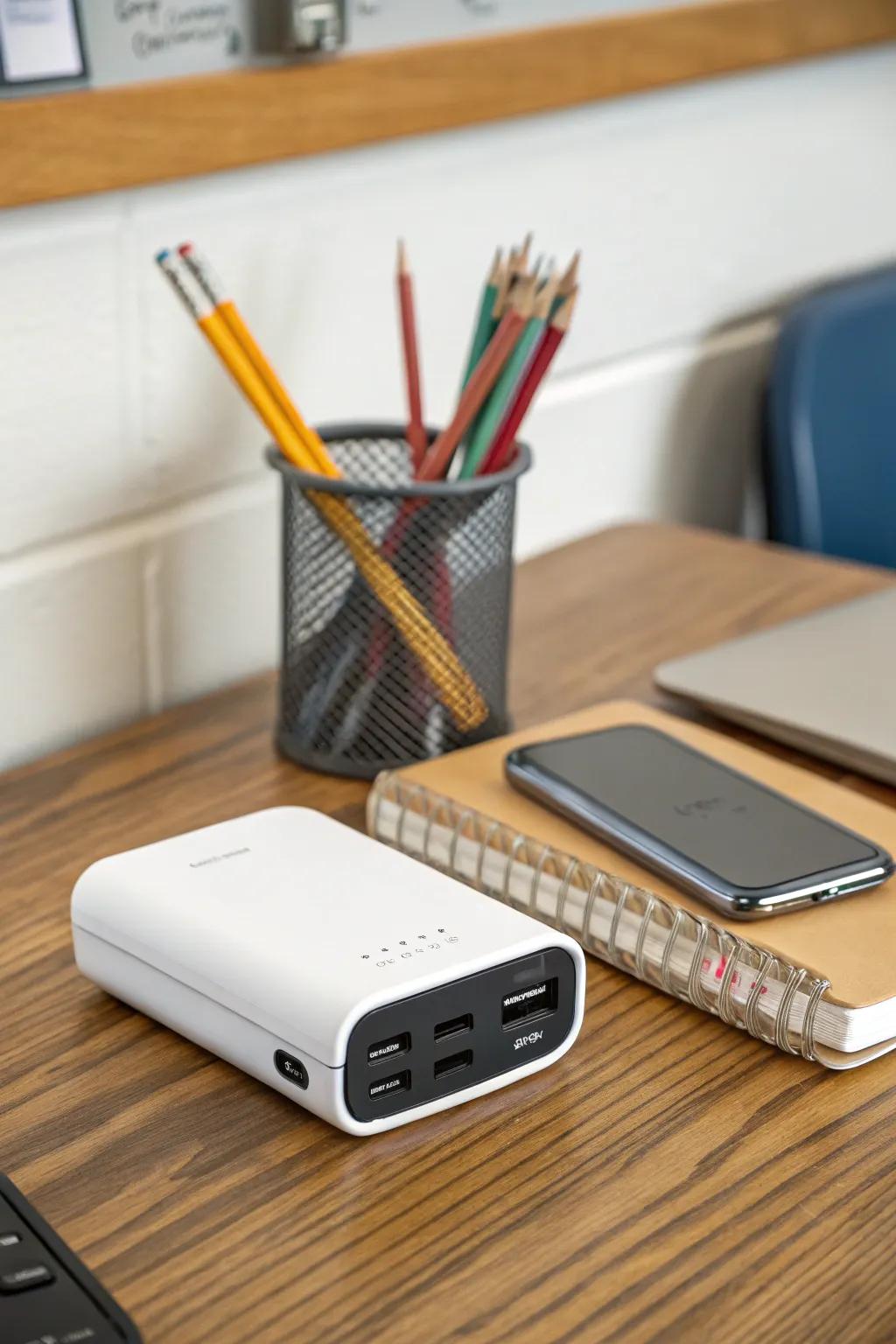 A reliable portable phone charger ready for on-the-go use.