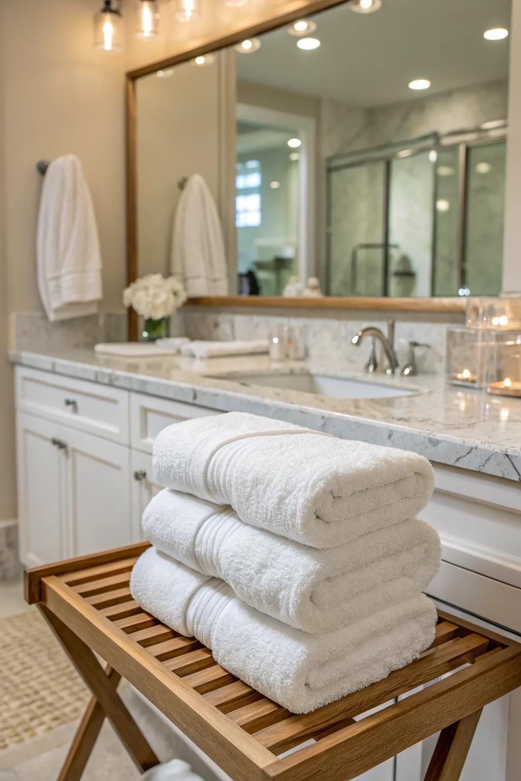 Indulge in a spa-like experience with luxury bath towels.