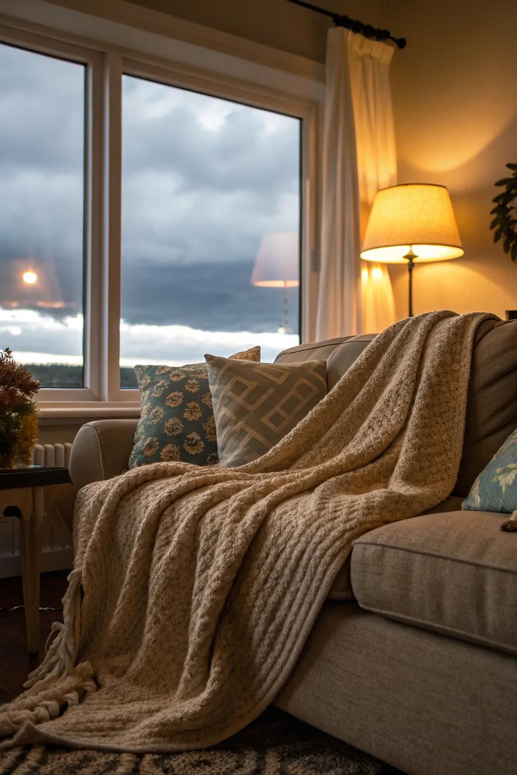 Wrap yourself in comfort with a soft throw blanket.