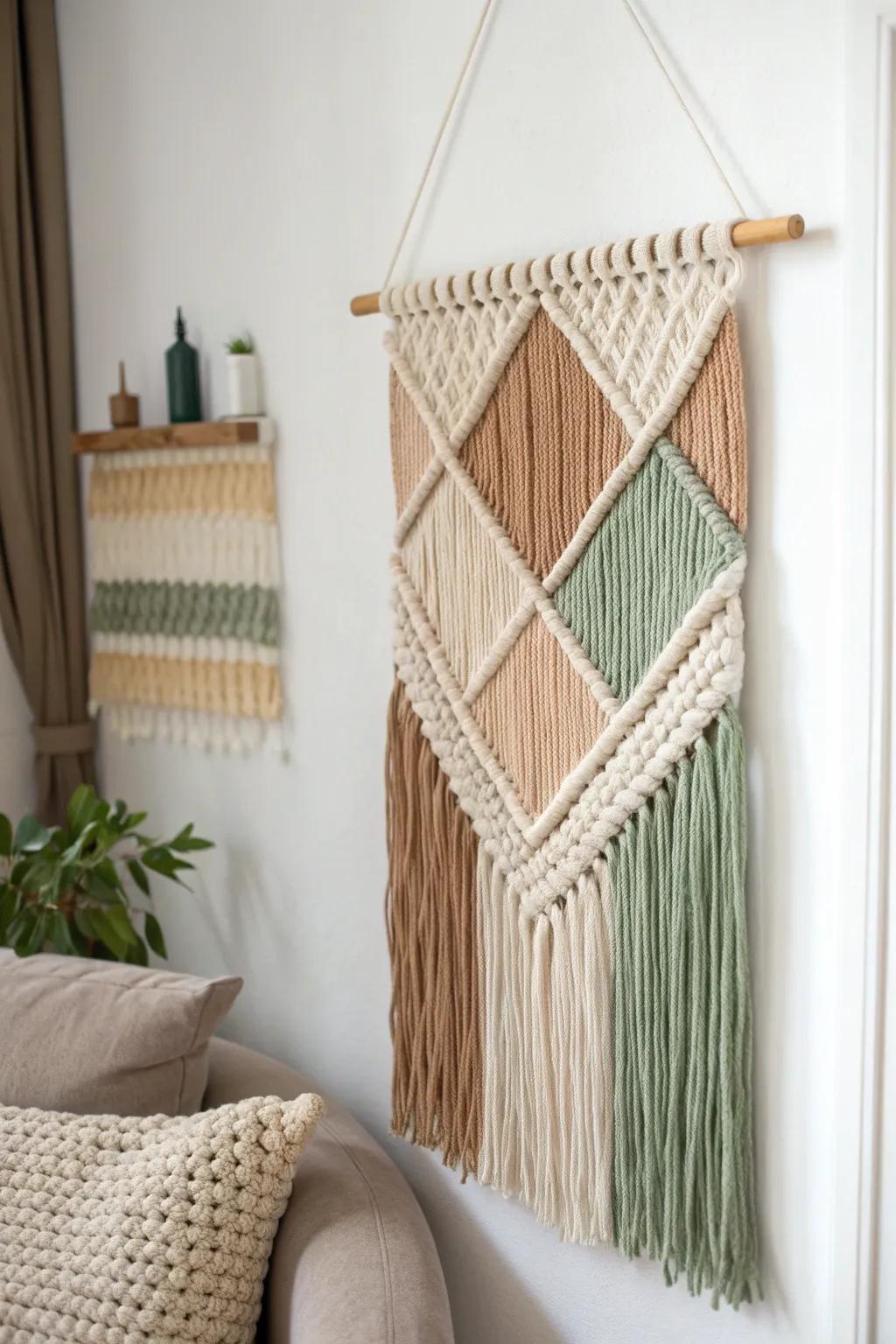 Transform your space with the warmth of handcrafted yarn art. Perfect for a cozy touch on chilly afternoons!