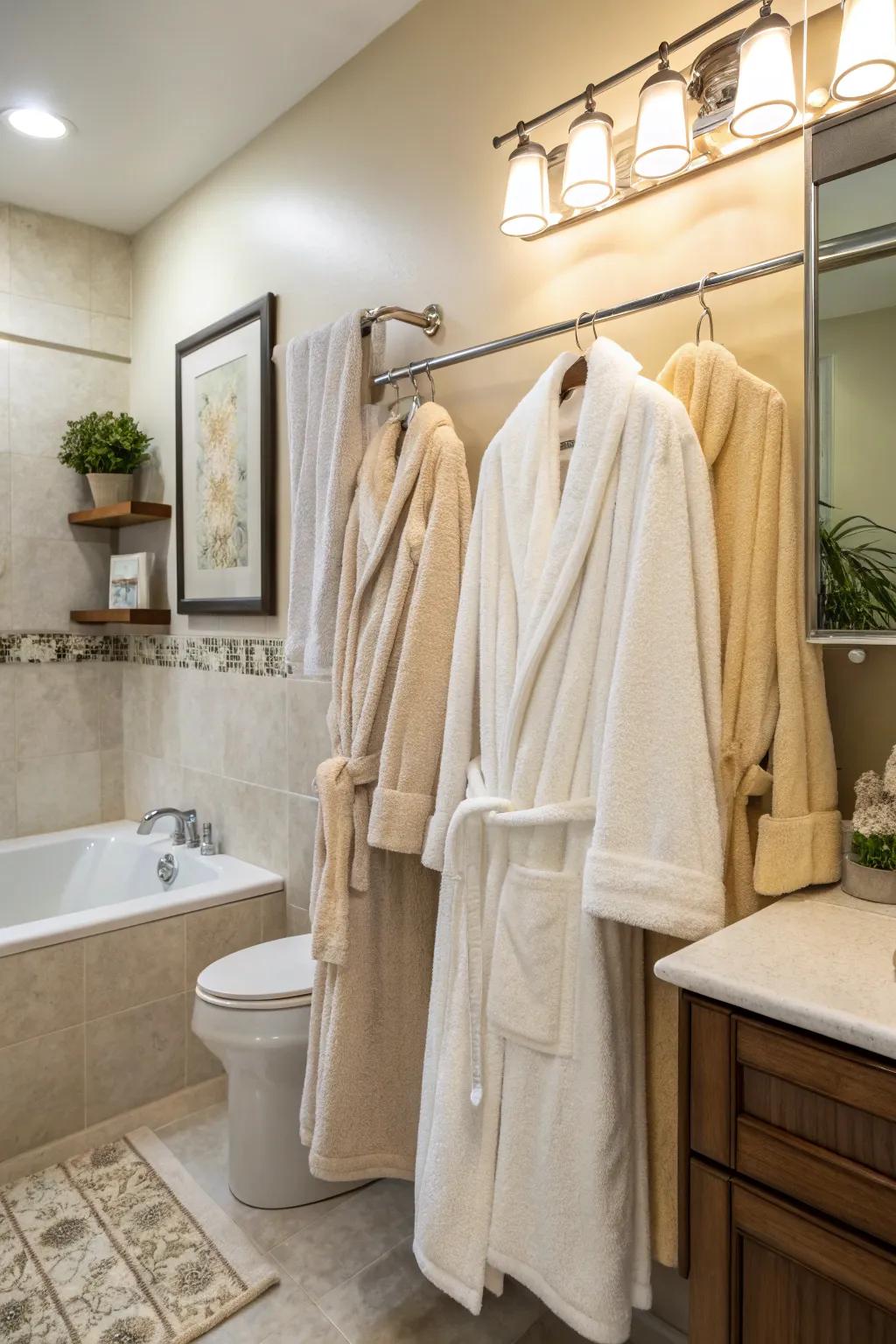 High-quality linens provide a luxurious touch to this guest bathroom.