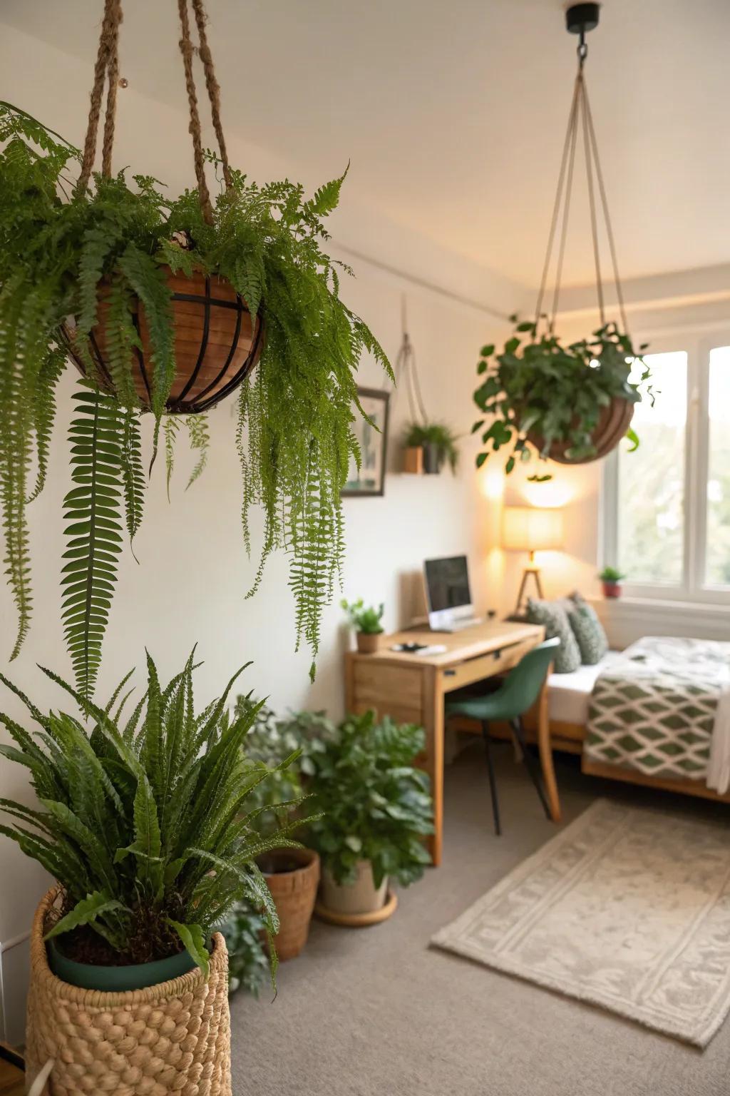 Indoor plants add a refreshing touch of nature.