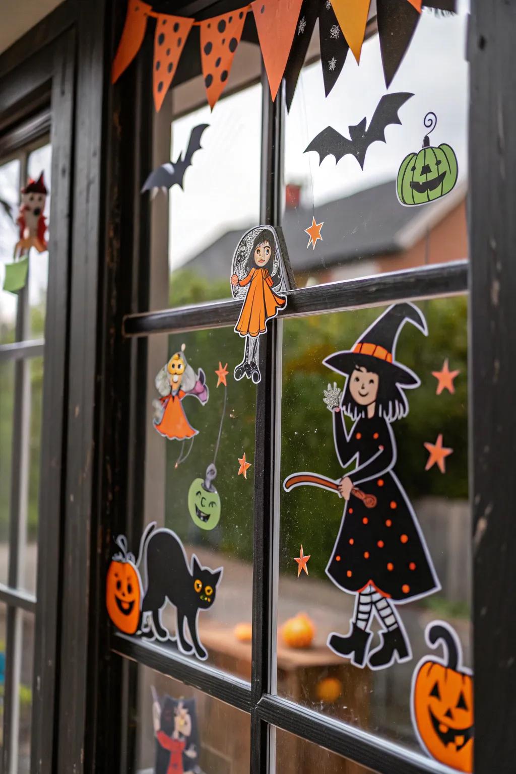 Window clings offer an easy, mess-free way to decorate for Halloween.