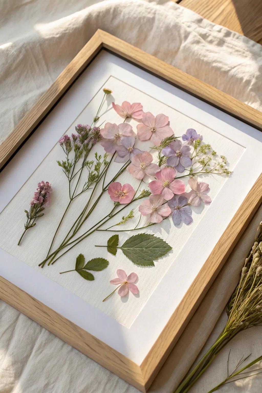 Discover the timeless beauty of nature with handmade pressed flower art, perfect for adding a touch of elegance to any space.