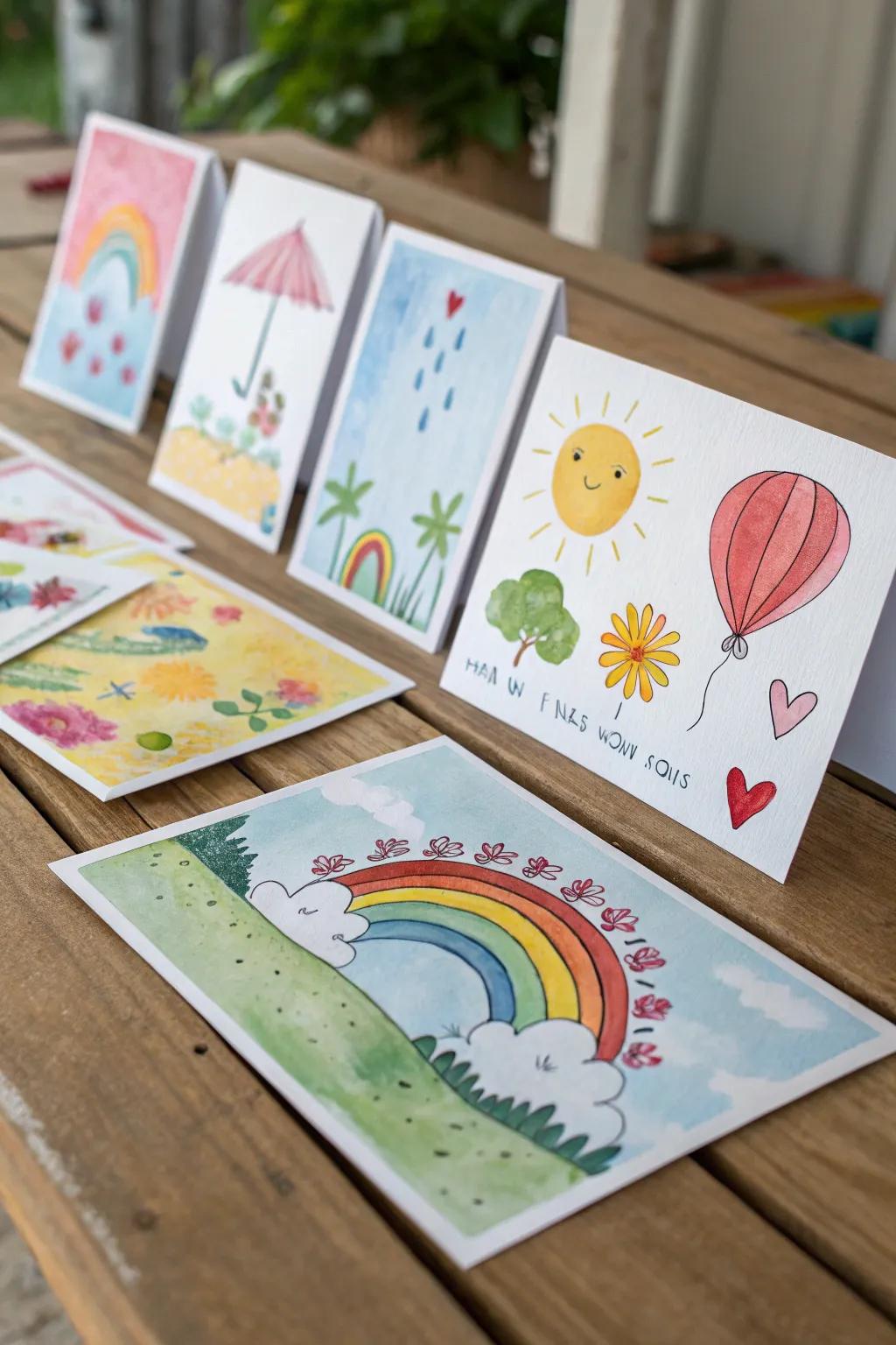 A set of happy postcards that spread joy through colorful designs.