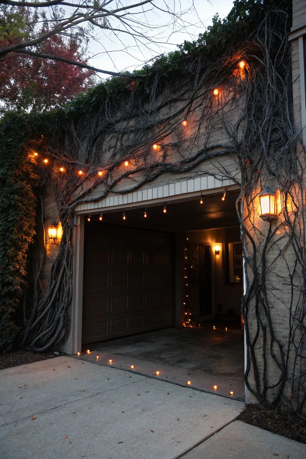 A creepy entrance sets the stage for your haunted garage.