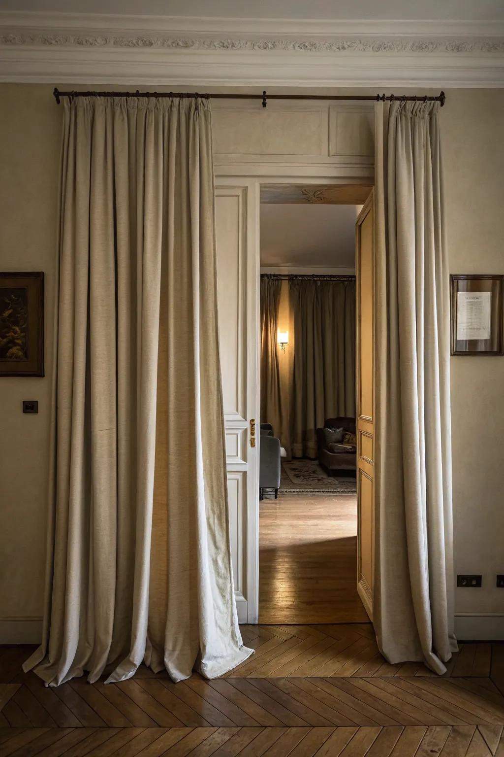 Curtains hiding a secret door