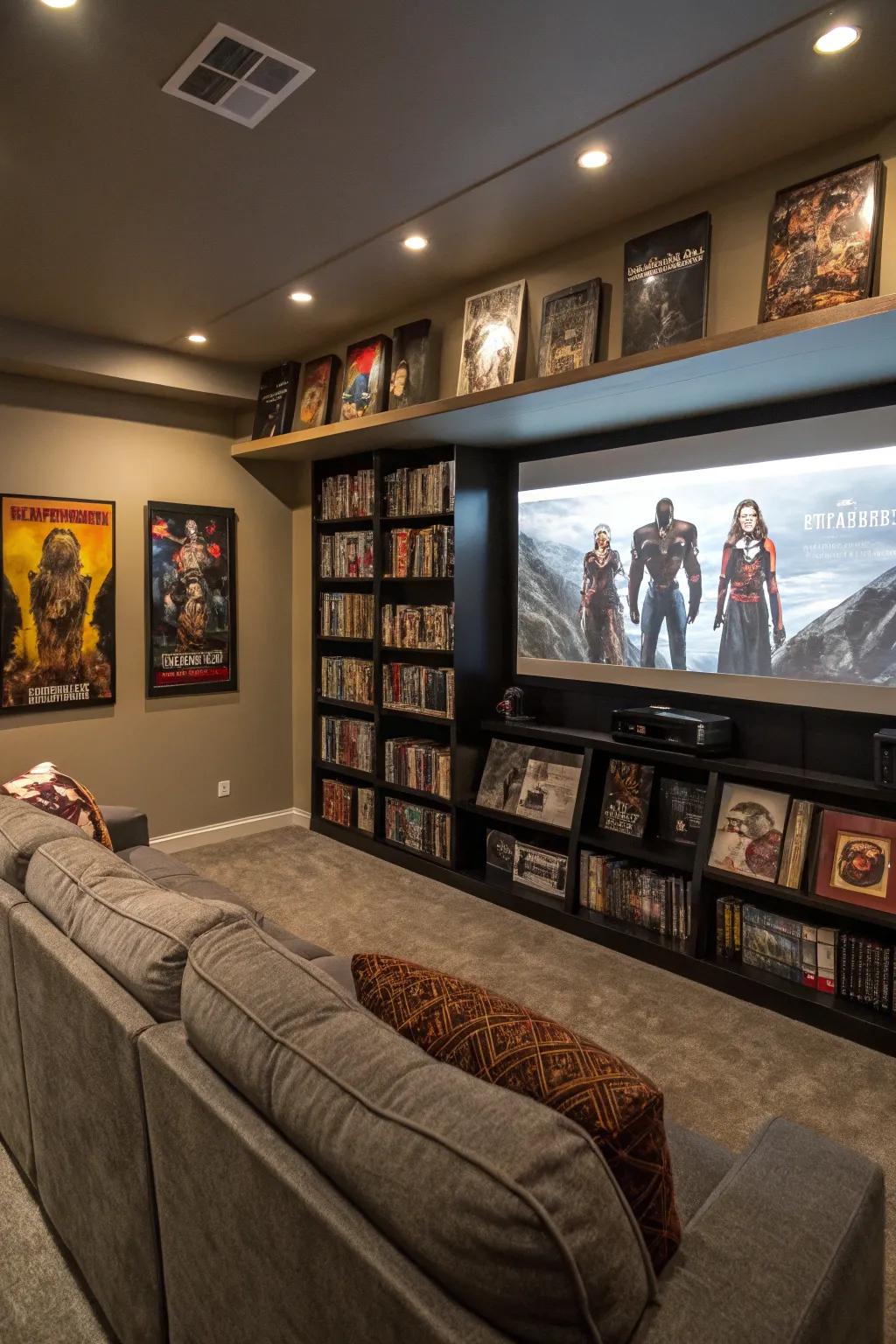 Shelving allows you to personalize your theater with cherished items and favorites.