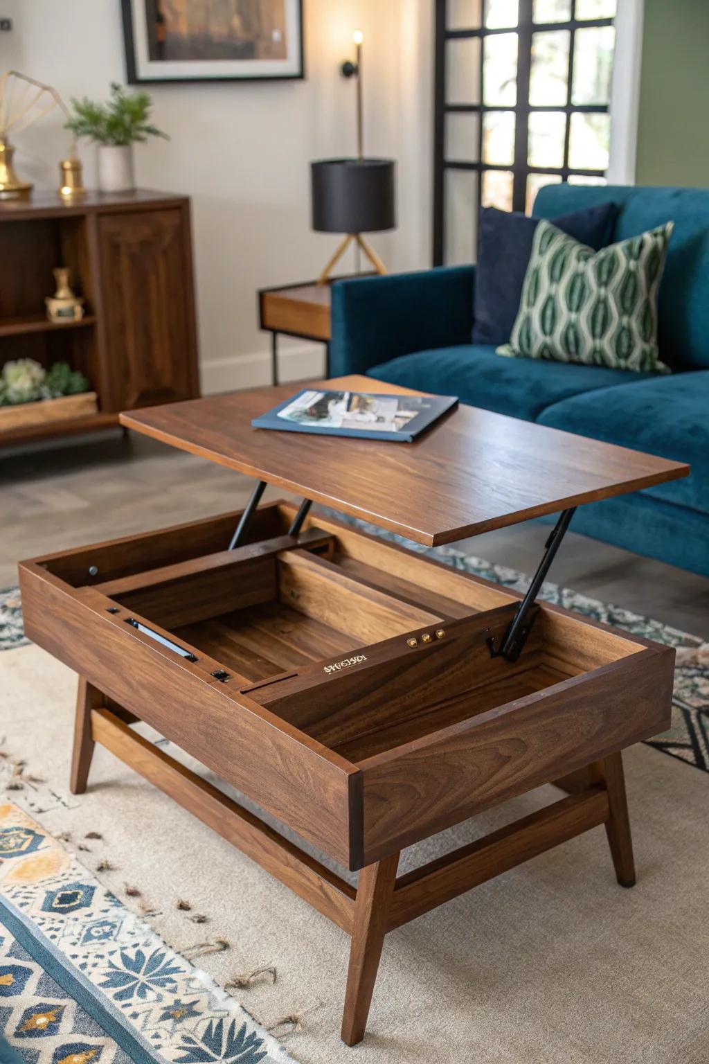 Elegance meets functionality: Discover the charm of a handcrafted collapsible coffee table.