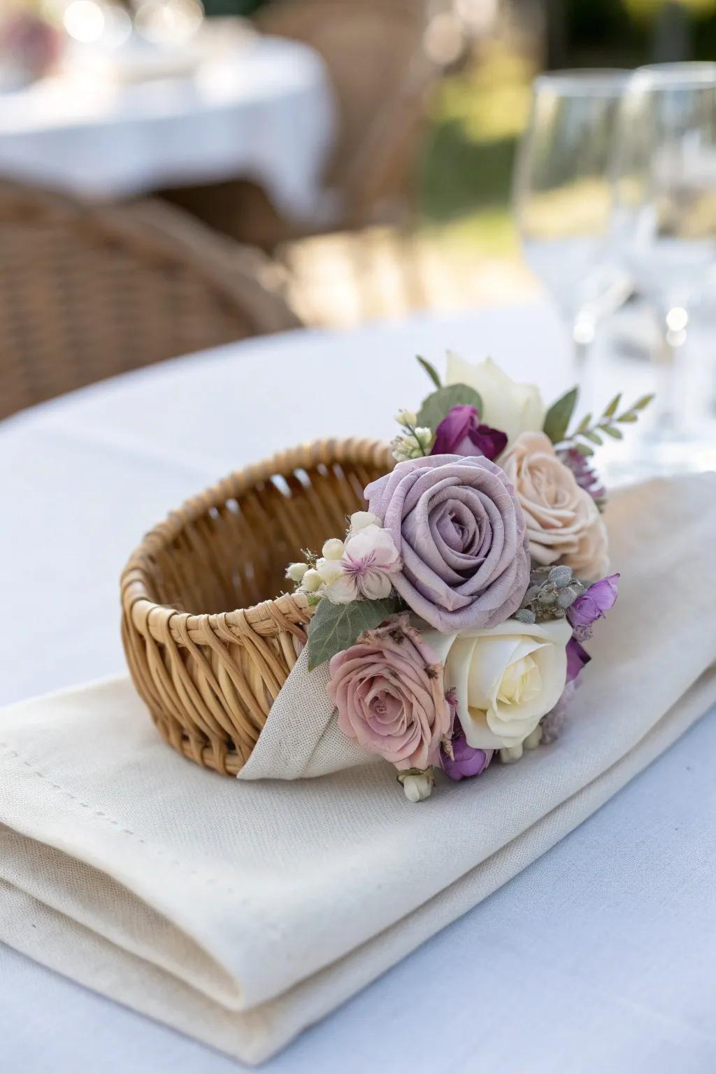 Elevate your table setting with these charming floral napkin rings, perfect for a touch of springtime elegance.