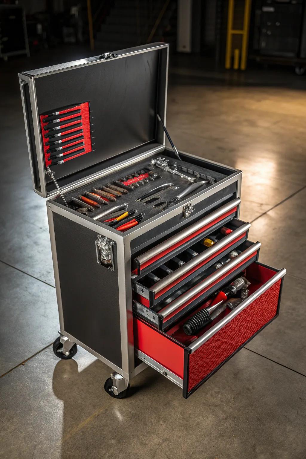 Ready for any task, this mobile toolbox combines craftsmanship with mobility.