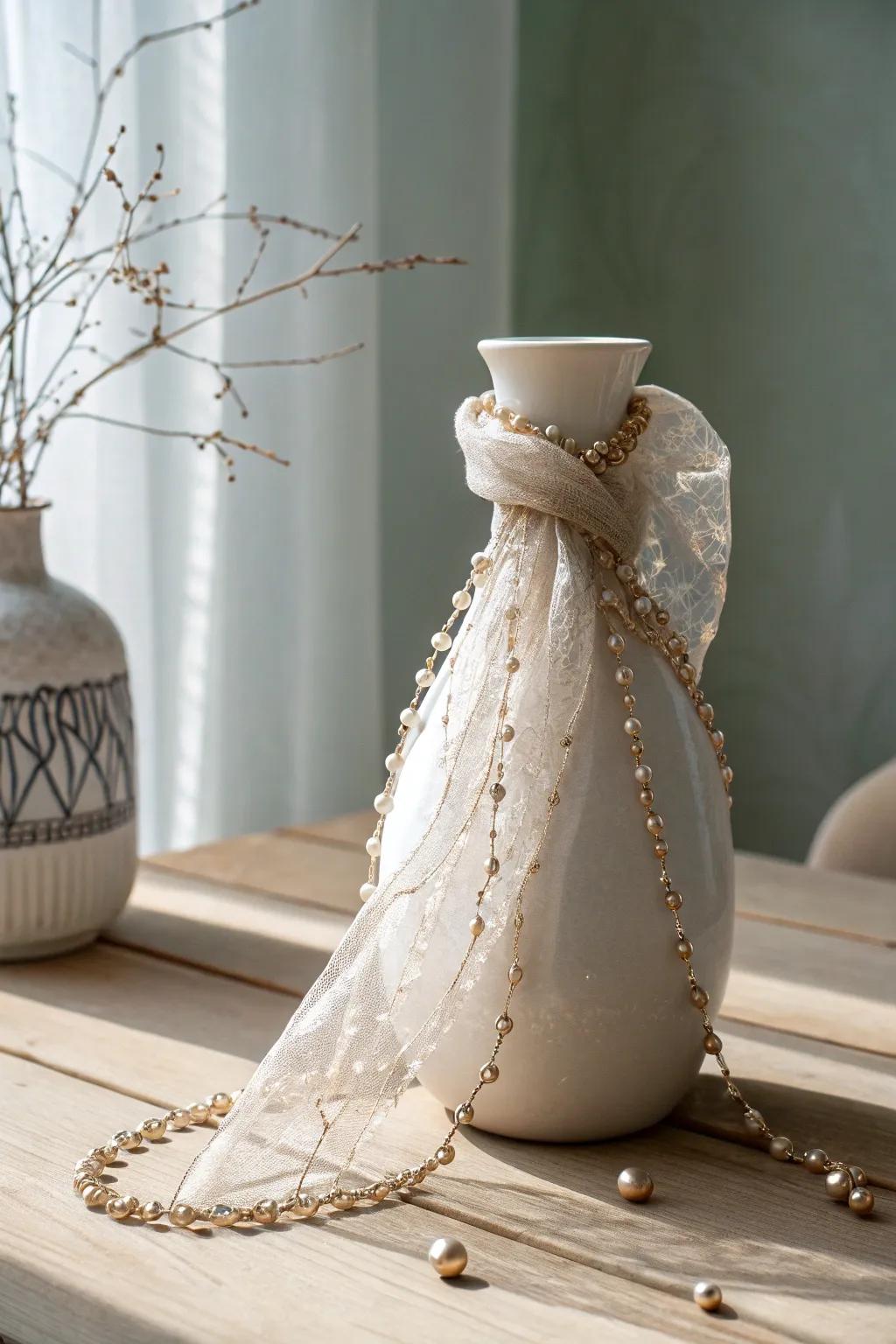 Add a touch of beaded elegance to your vase for a simple yet stunning decor upgrade.