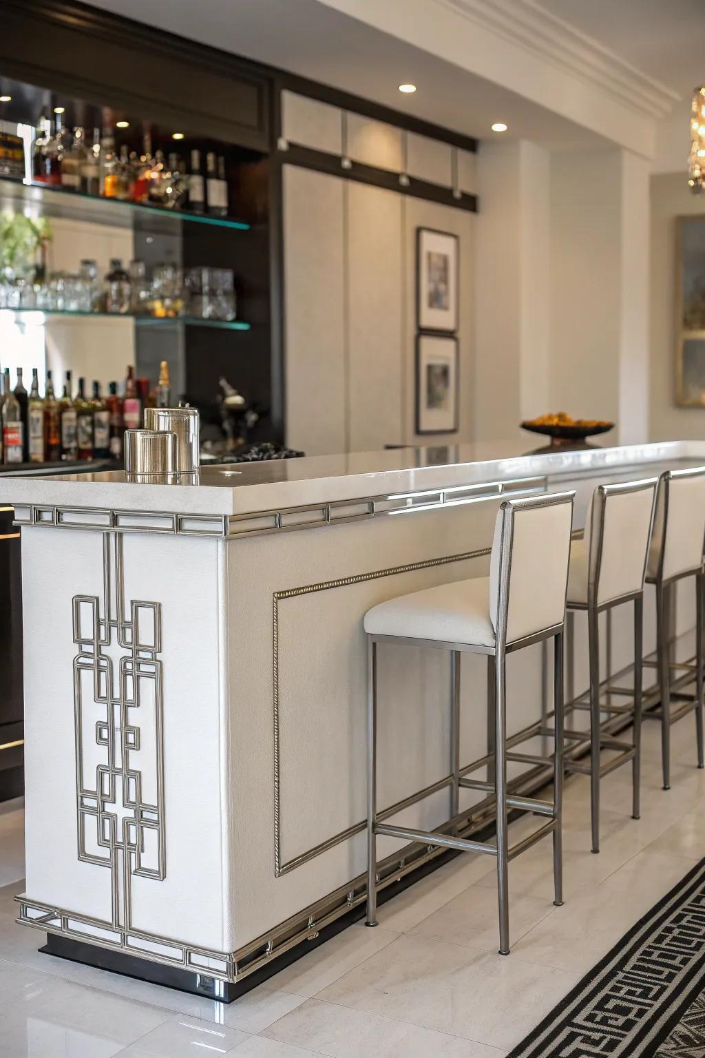 A sleek and modern bar setup with a contemporary aesthetic.