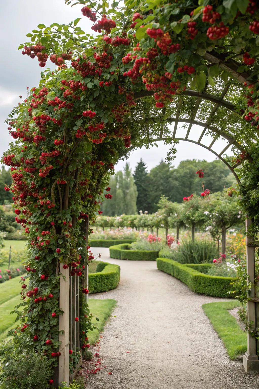 A magical berry archway welcoming visitors.