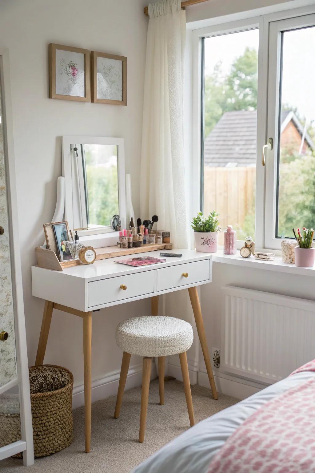 A window-side vanity benefiting from natural light.