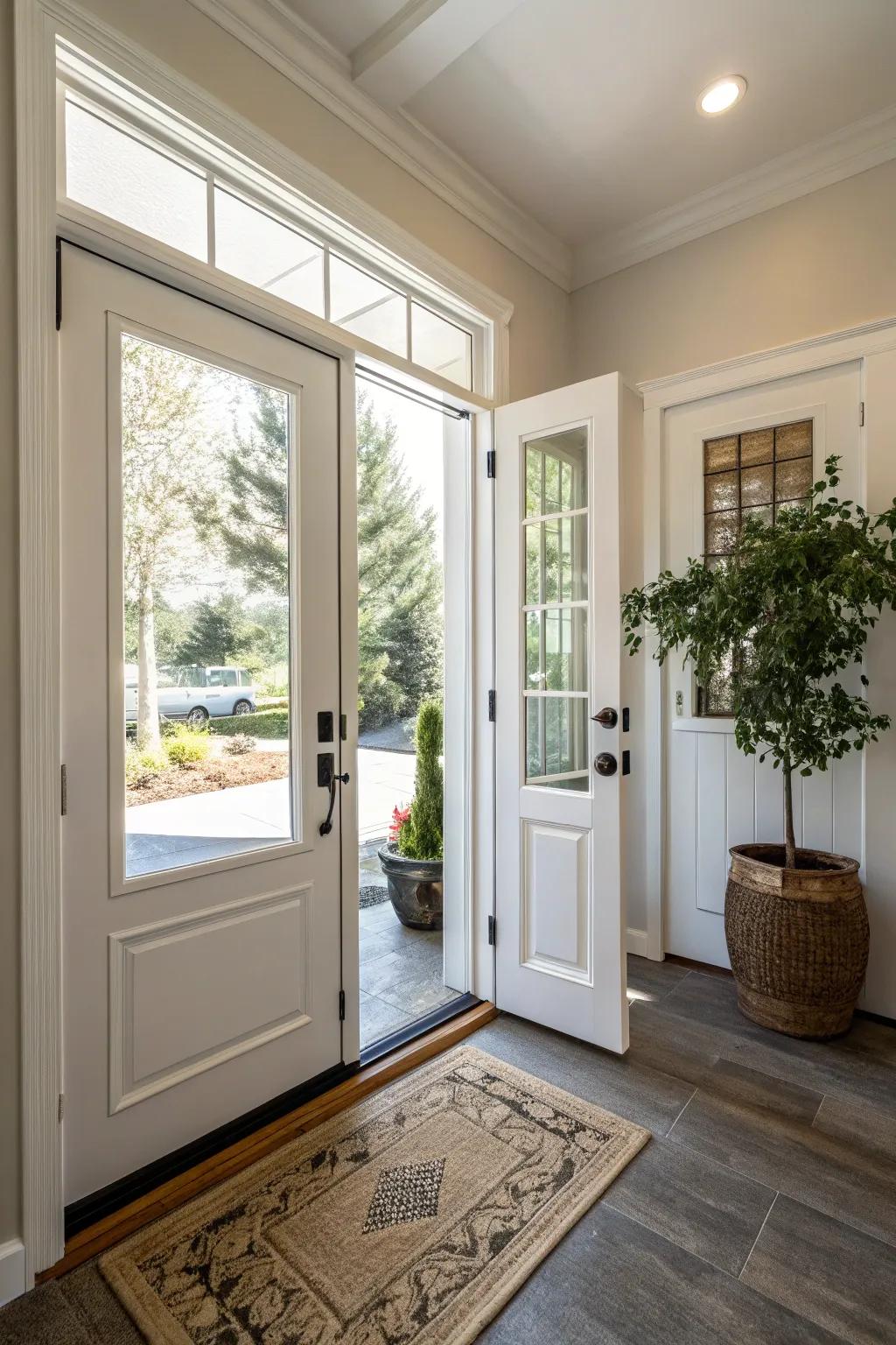 Window panels enhance light and space in your entryway.