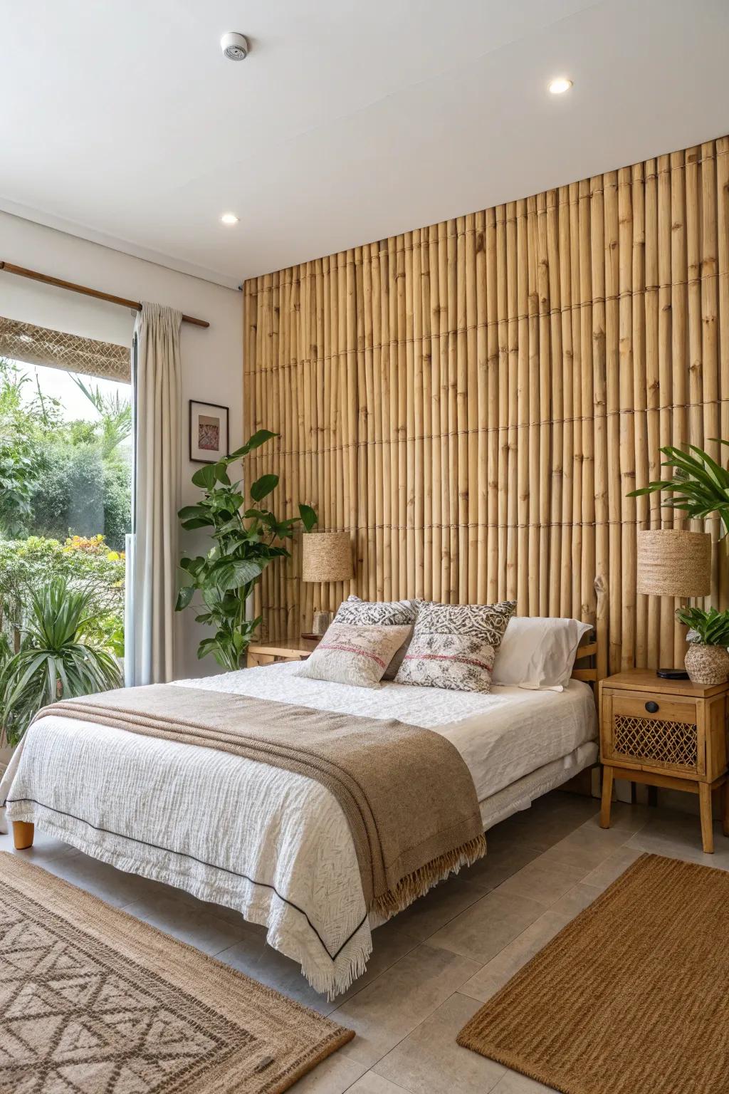 Bamboo panels offer a sustainable and stylish wall solution.